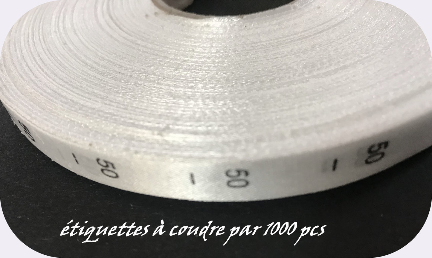 1000 Etiquettes De Vêtements " Taille 50 " Par 1000 Pièces A Coudre, Contexture Pour Confection.