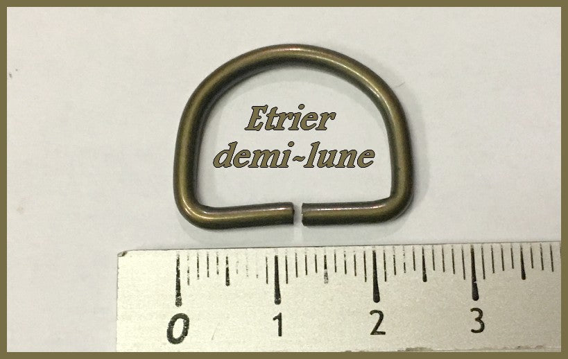 Anneaux Etrier Boucle Métal Bronze Demi Rond En 2,5 Cm Pour Sangle, Maroquinerie Et Vetements