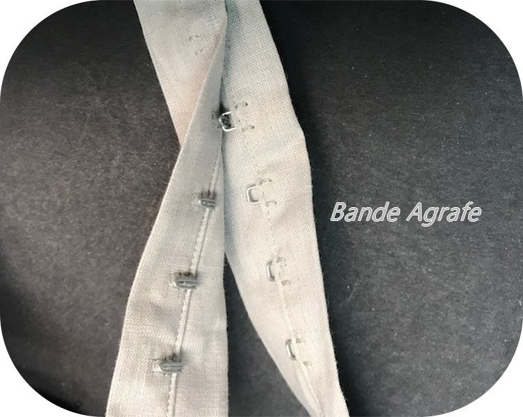 Bande Agrafes Gris Perle Au Mètre En Tissu A Coudre, Pour Agrafages Corsets, Lingerie Et Loisirs Créatifs.