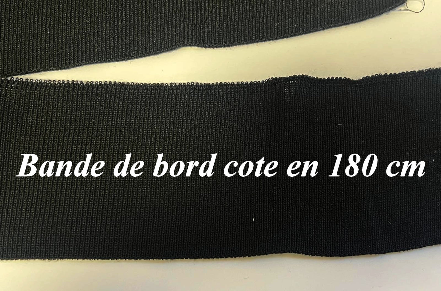 Bande de Bord-Côte Noir en Jersey – 180 cm | Idéal pour Poignets, Manches et Bas de Blousons