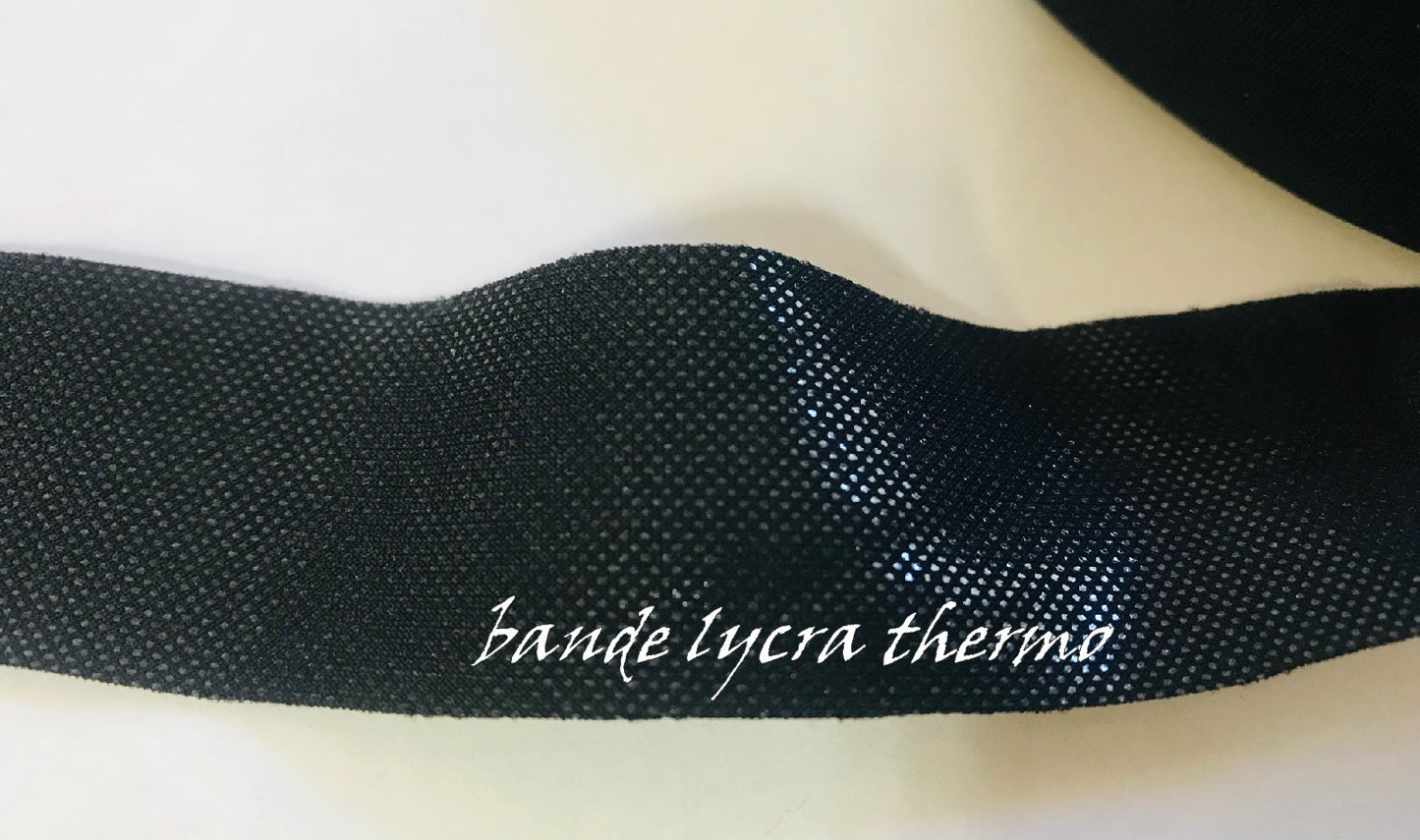 Bande De Thermocollant En Tissu maille Lycra Noir Pour Vêtements Stretch