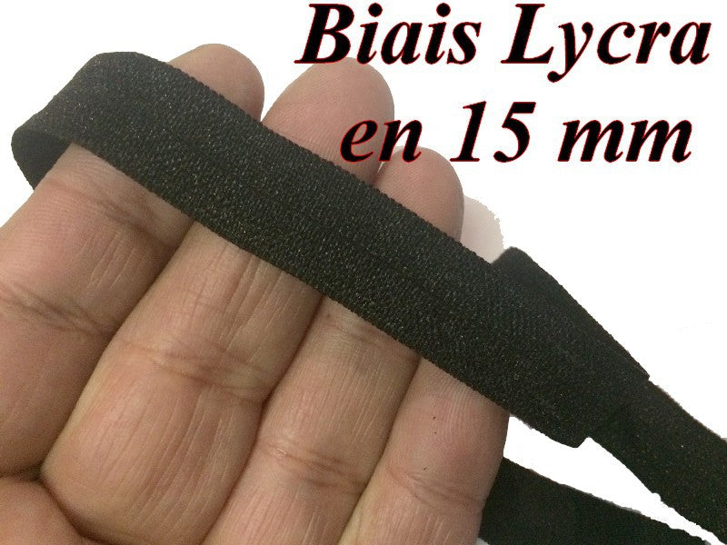 Biais Lycra Noir En 15 mm , Ruban Lycra Pour Lingerie, et Customisations.