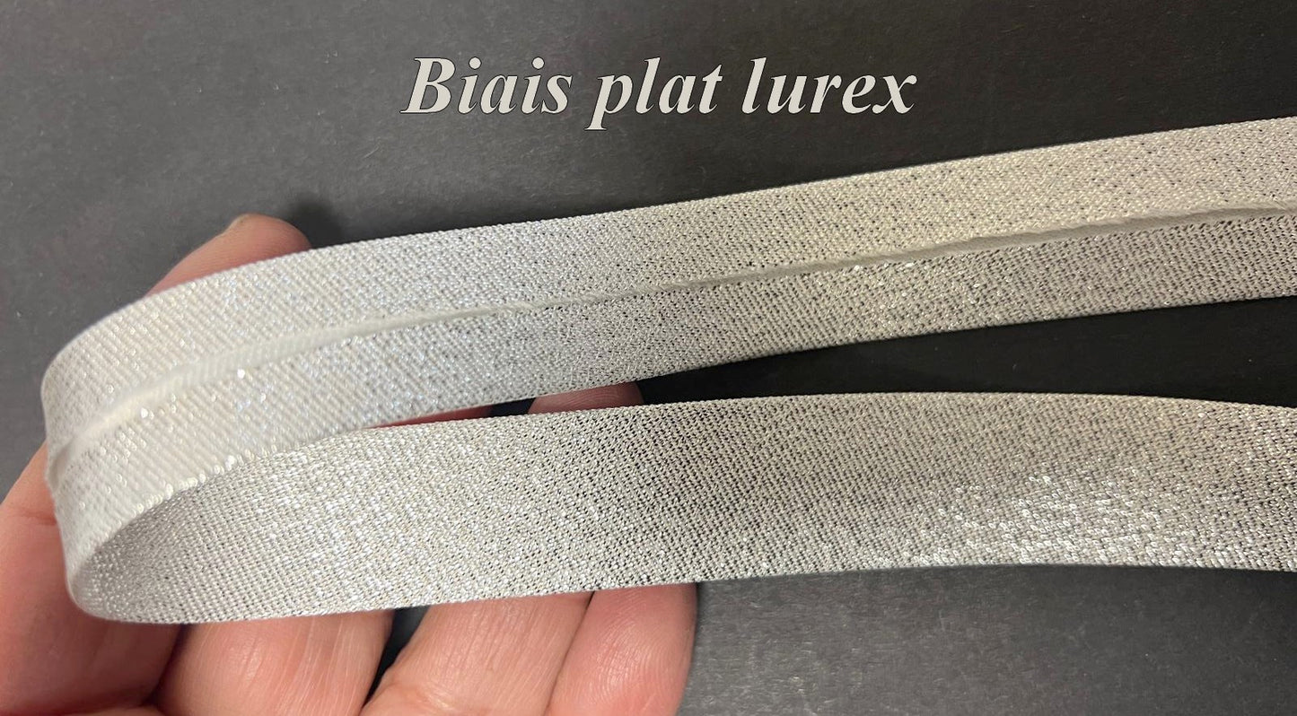Biais plat lurex argenté 2 cm - Élégance et brillance pour vos créations