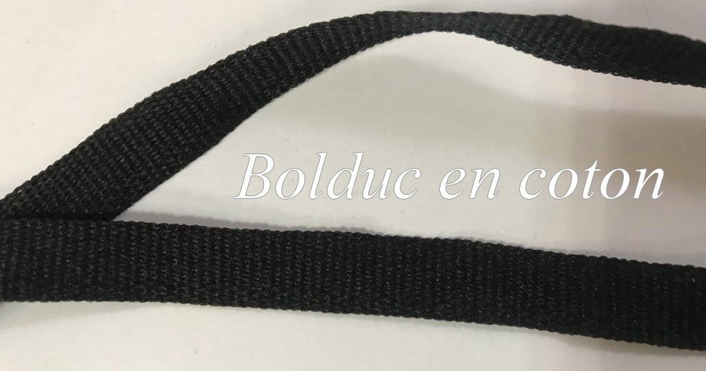 Bolduc Ruban noir en Coton au mètre