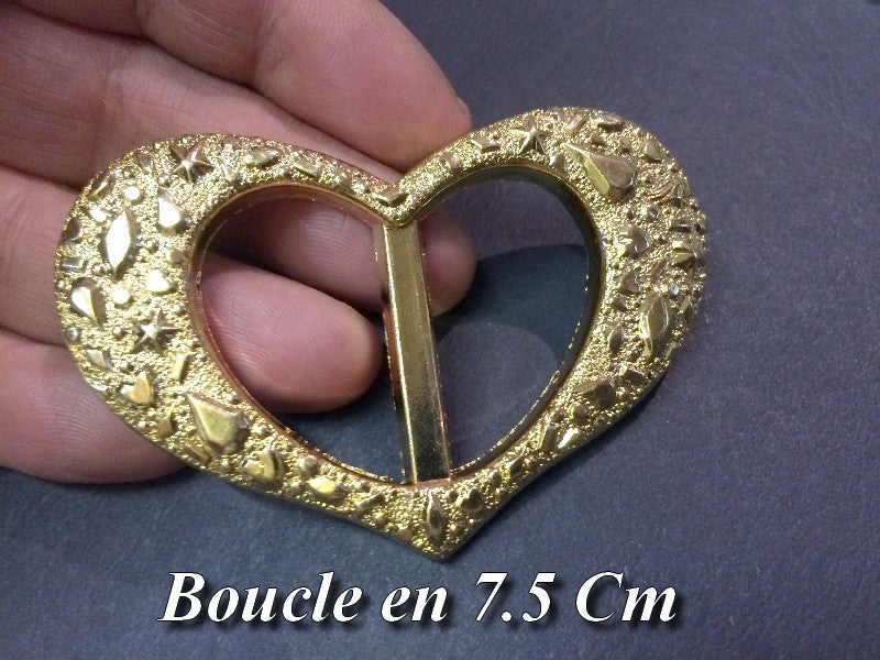 Boucle Ceinture doré or En Forme De coeur En 7.5 Cm A Coudre.