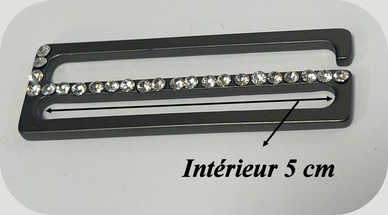 Boucle Métallique avec veritable Strass Cristal – Accessoire de Mercerie Haut de Gamme (5 cm intérieur)