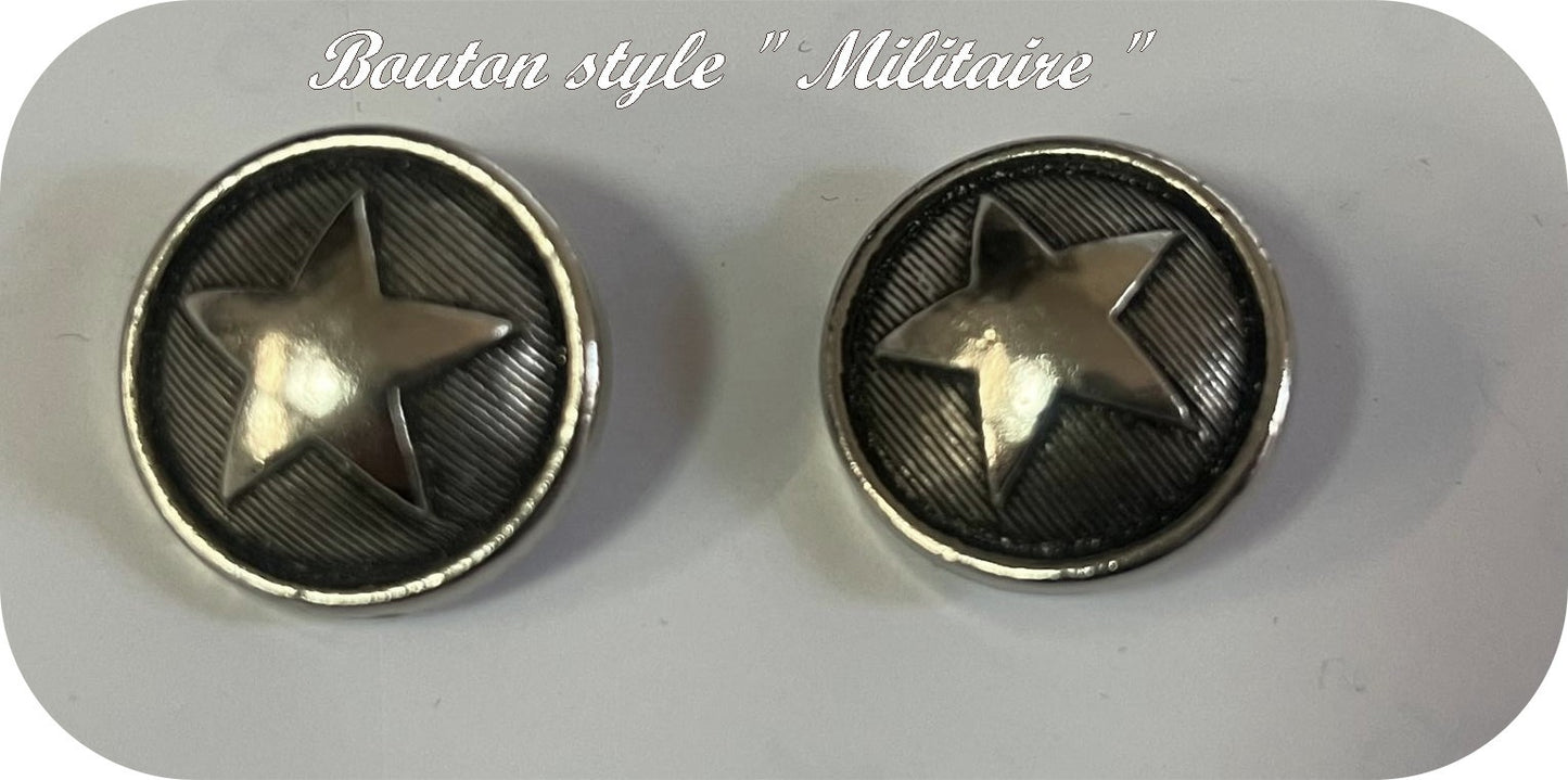 Bouton Argent style "militaire "Couture en Diamètre 20 mm