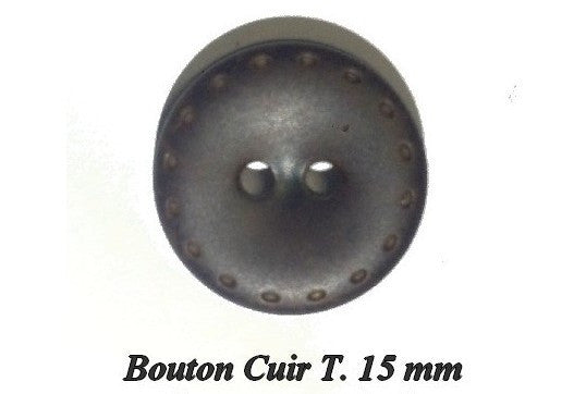 Bouton Cuir En Simili Taille 15 mm En Marron Choco A Coudre.