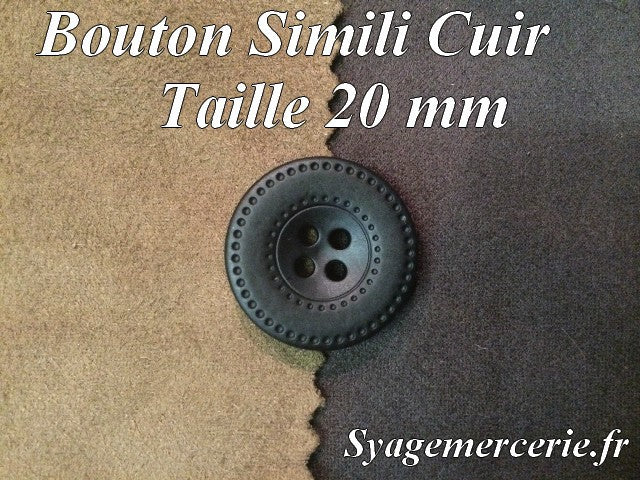 Bouton Cuir Simili 20 mm En 4 Trous Noir