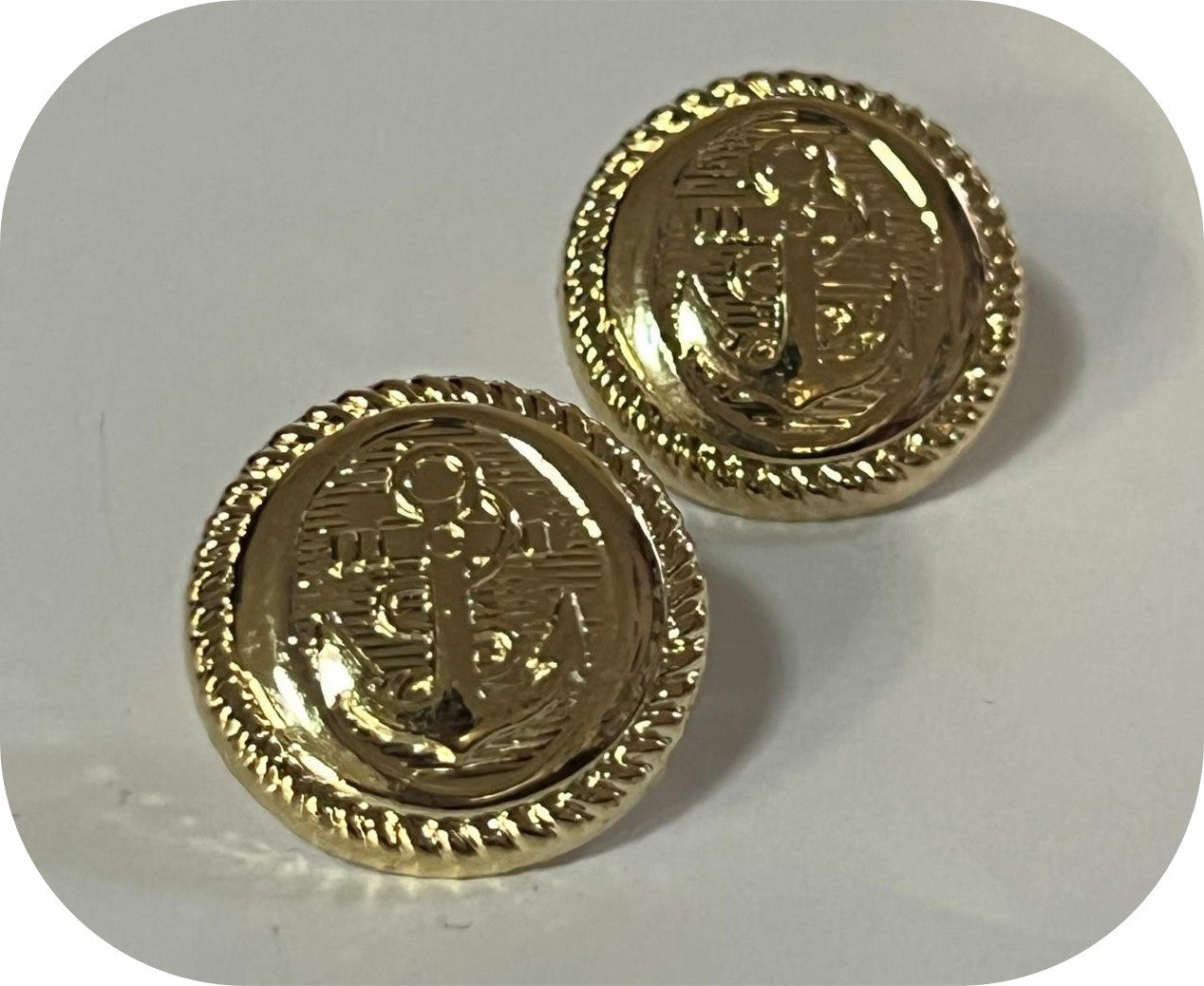 Gold Anchor Button Size 18 mm To Sew: Marine Elegance