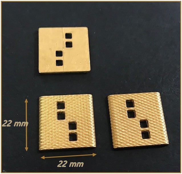 Gold Square Metal Sewing Button Diameter 22 mm.