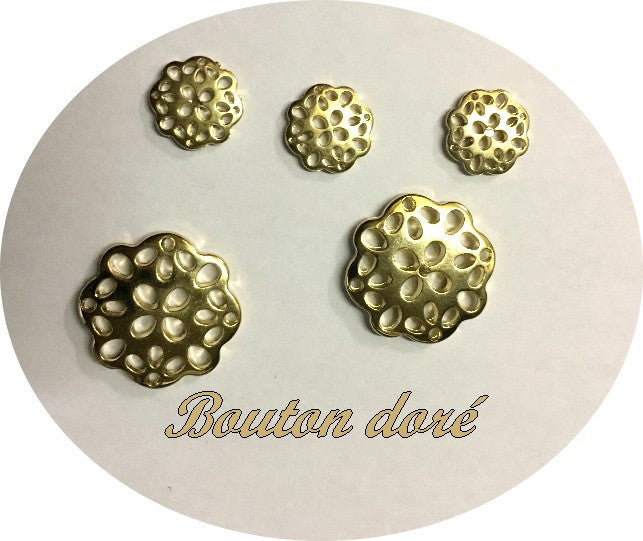 Gold Button Size 12 mm 2 Holes, To Sew.