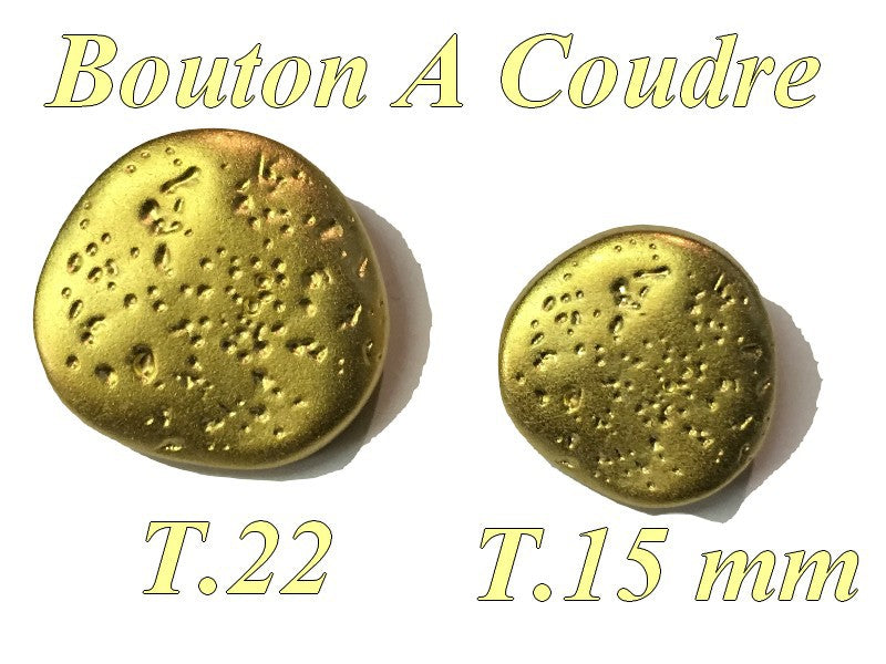 Gold Button In Size 15mm, 18mm And 22mm Shank, Hammered To Sew.