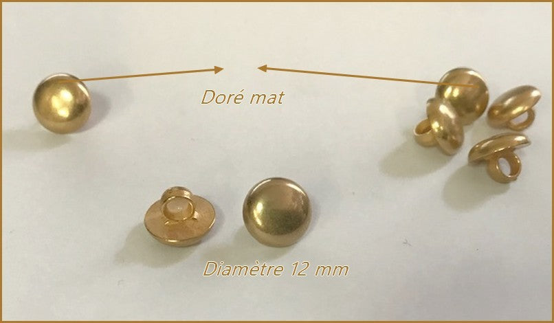 Matte Gold Button Flat Half Ball Sewing Diameter 12 mm