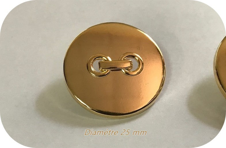 Gold Metal Sewing Button Diameter 25 mm.