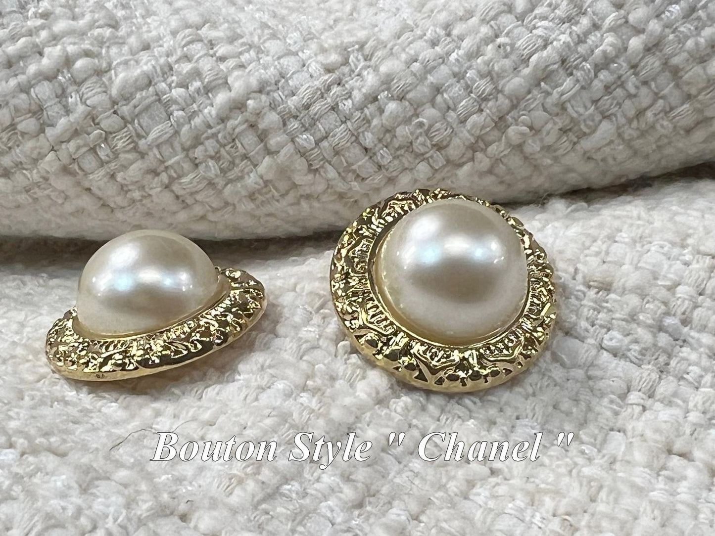 Chanel Style Gold Button on a Pearly Background: Elegance within your reach