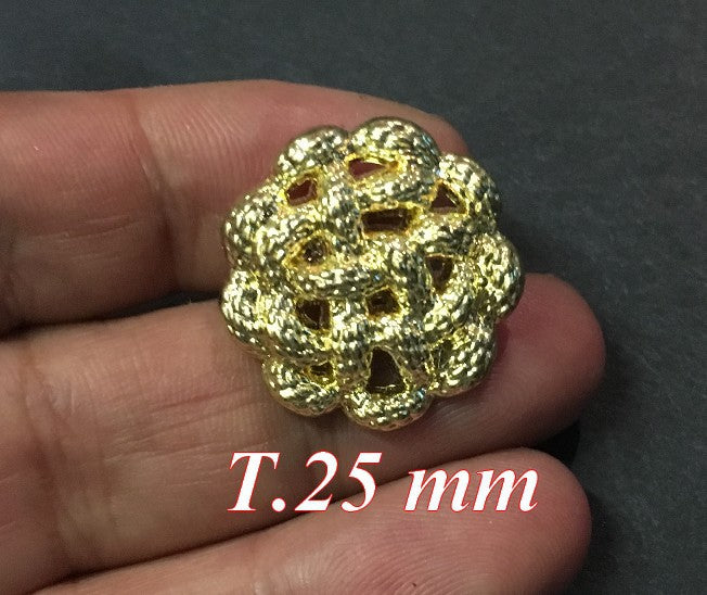 Gold Twisted Sew-on Button in size 25 mm For customizations.