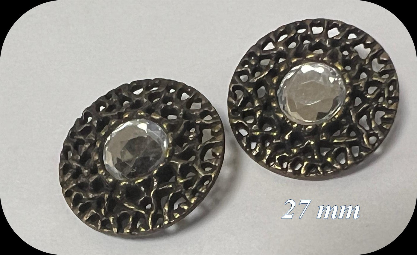 Bouton Strass Bronze A Coudre En Taille 27 mm Couture