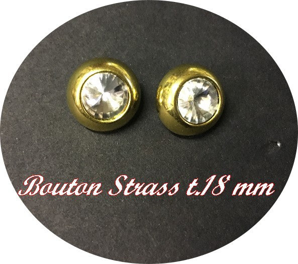 Bouton Strass Cristal A coudre en Taille 18 mm Cerlé Doré Or Pour Décorations Et Customisations.