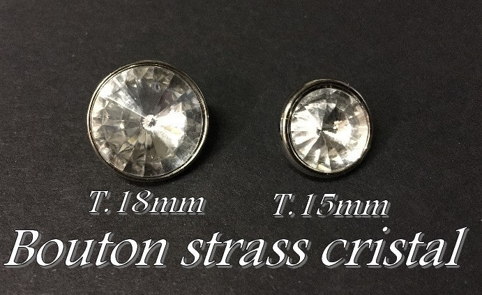 White Crystal Rhinestone Button Size 15 mm Faceted Silver Circle Sewing