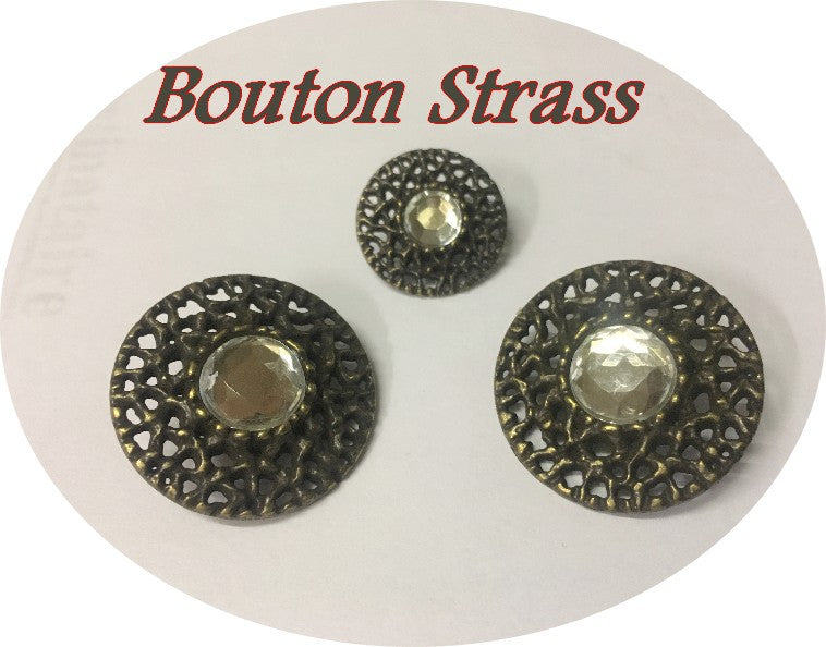 Bouton Strass Cristal Cerlé Bronze En 18 mm à Coudre.