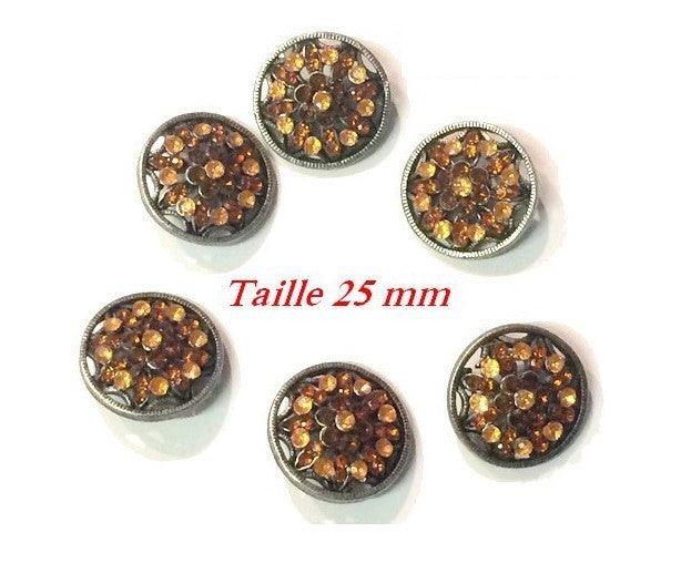 Bouton strass en Taille 25 mm Couture - vendu par lot de x 6 Piéces
