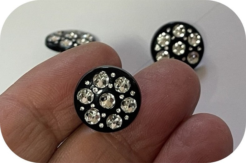 Bouton Strass Noir Couture Pour Customisations et Décorations.