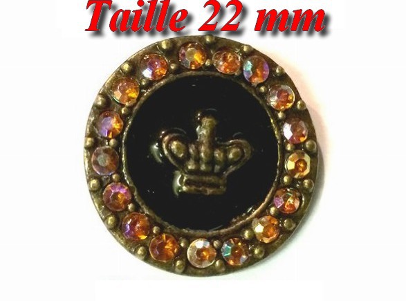 Bouton Strass X 6 Pcs En Motif Couronne En Taille 22 mm x 6 pièces A Coudre.