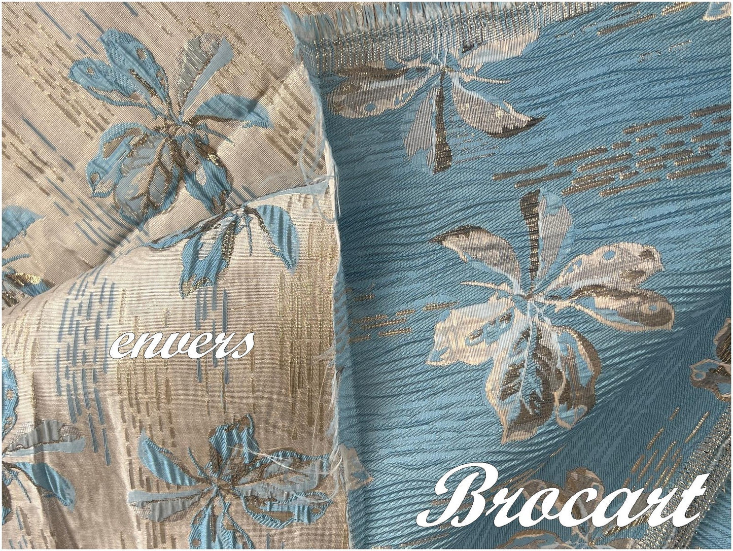 Brocart Bleu Ciel Au Mètre De Luxe, idéal Pour Robes, Tailleurs Et Caftans.