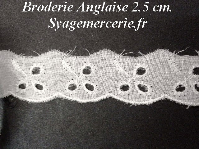 English Embroidery by the Meter in White, 2.5 cm