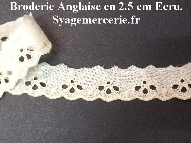 English Embroidery by the Meter Ecru in 2.5 cm to sew.