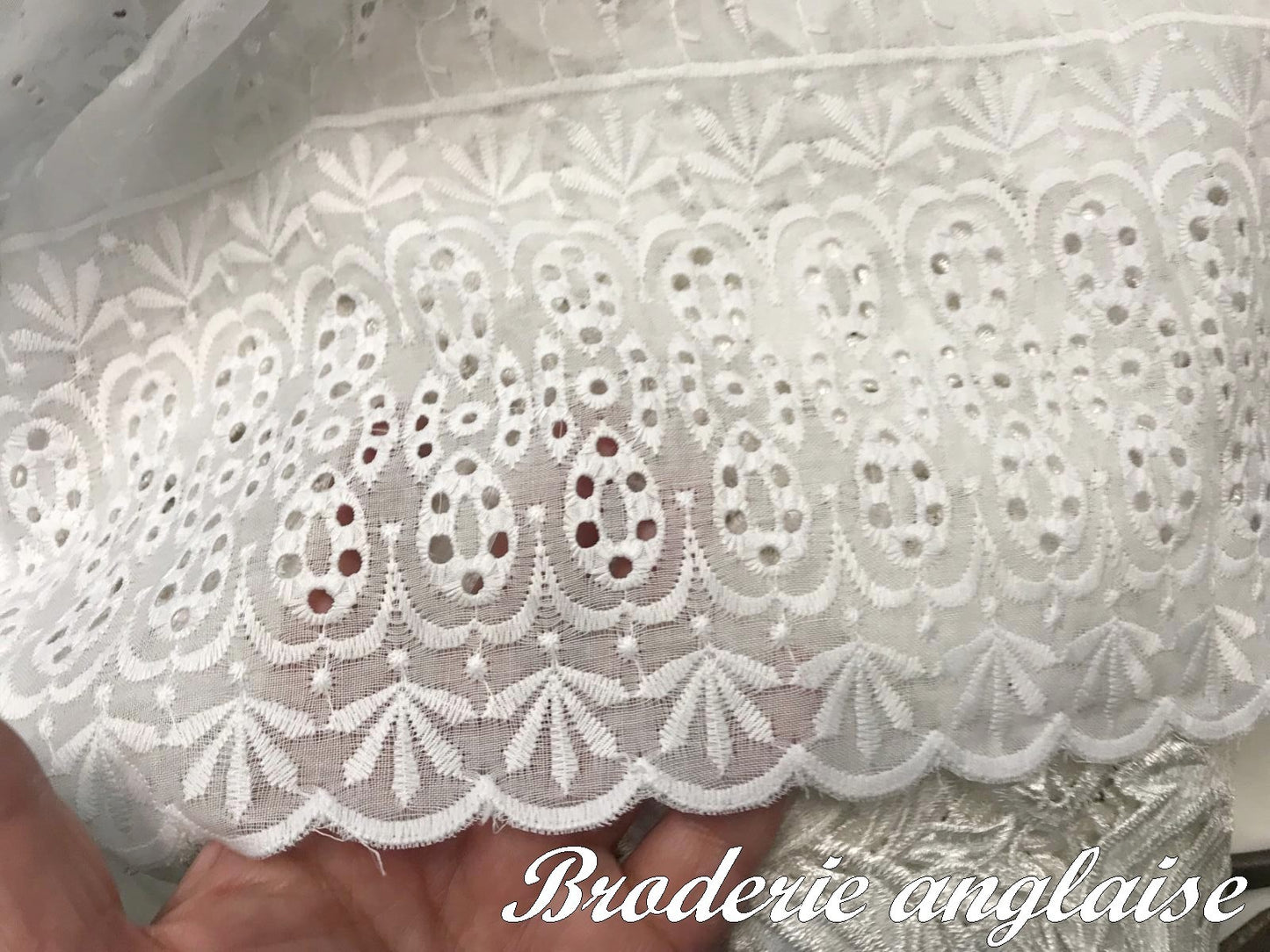 White English Embroidery Cotton Fabric Sold By The Meter In Large Width