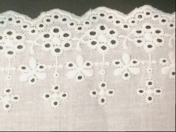 English Embroidery Cotton by the Meter in 10 cm White