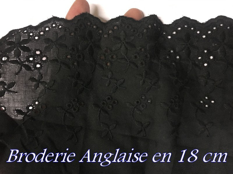 English Embroidery Cotton by the Meter in 18 cm Black