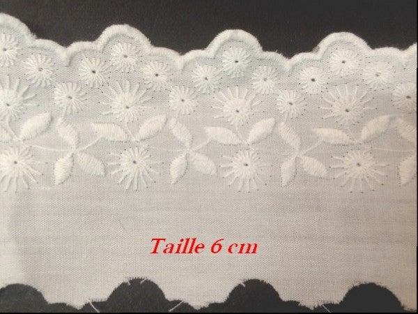 English Embroidery Cotton by the Meter in 6 cm White to Sew.