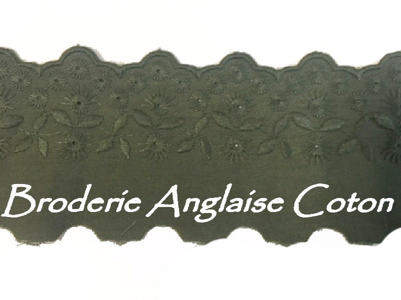 English Embroidery Cotton by the Meter in 6 cm Khaki to Sew.