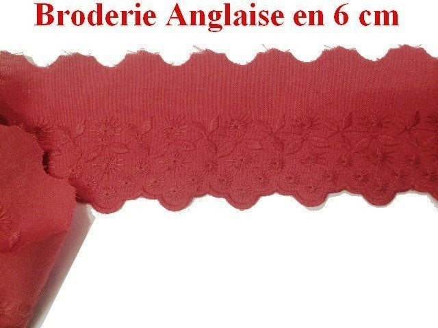 English Embroidery Cotton by the meter in 6 cm Rust Red