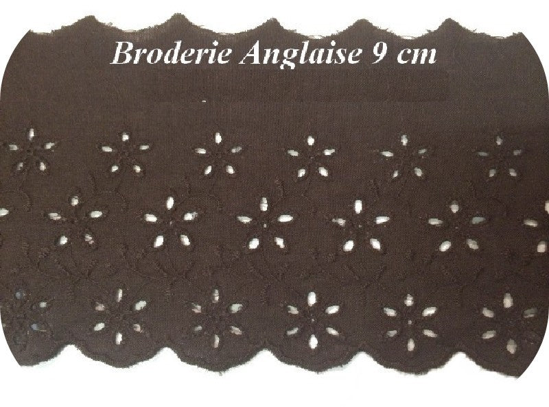 English Embroidery Cotton by the Meter in 9 cm Dark Brown, sewing.
