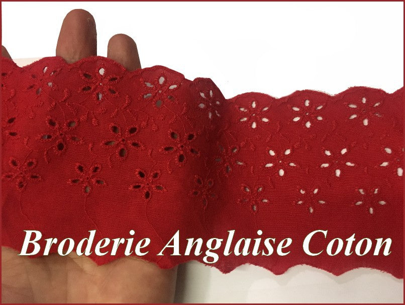English Embroidery Cotton by the Meter in 9 cm Red, to sew.