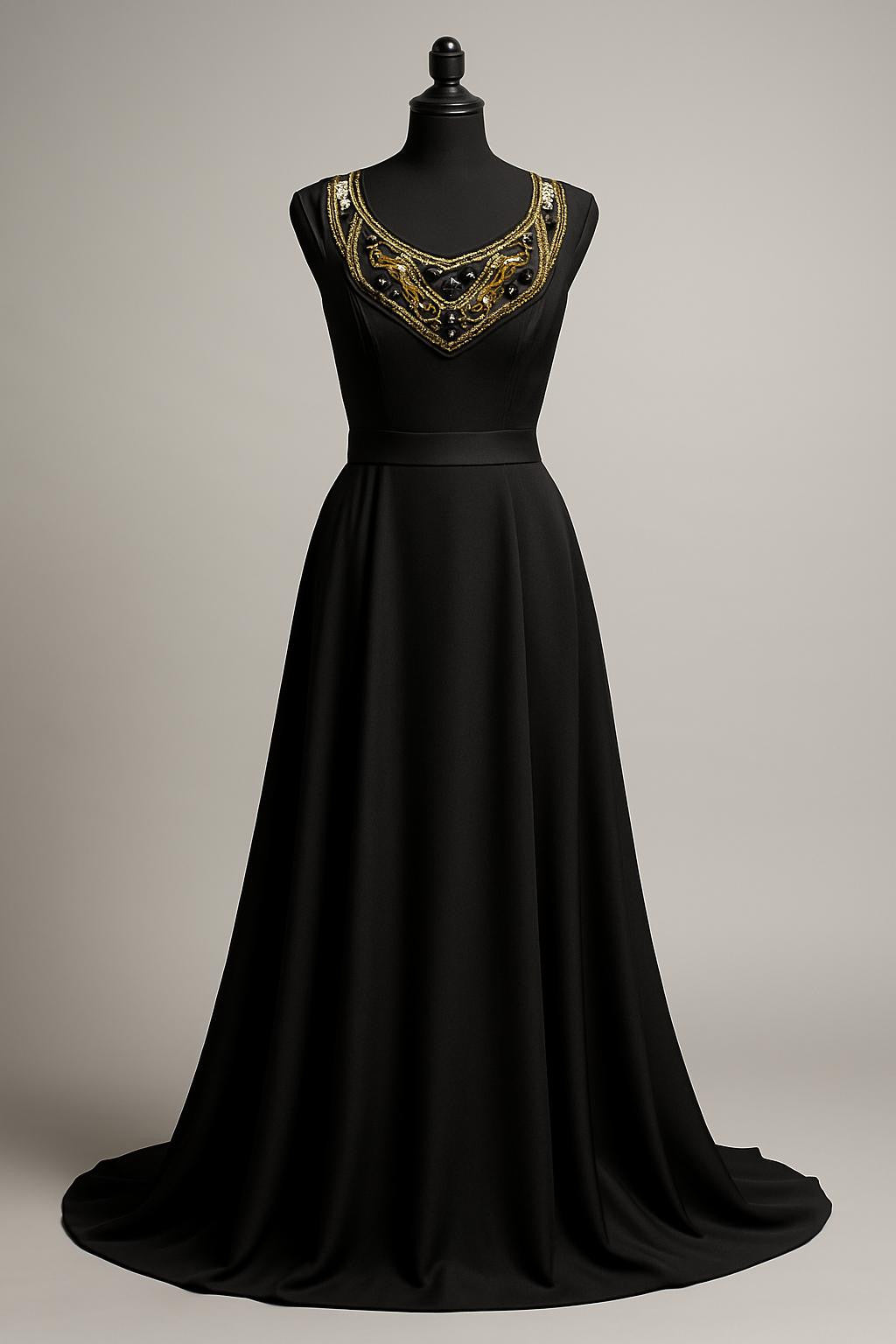 Col Brodé de Soirée – Strass & Perles sur Tulle Noir.