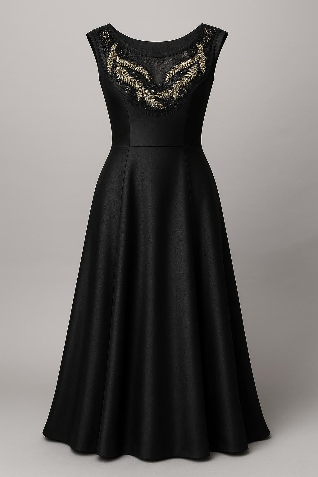 🖤 Col Brodé en Tulle Noir – Perles & Paillettes