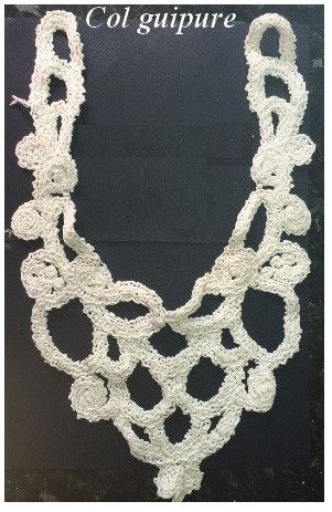 Ecru Openwork Guipure Thread Lace Collar