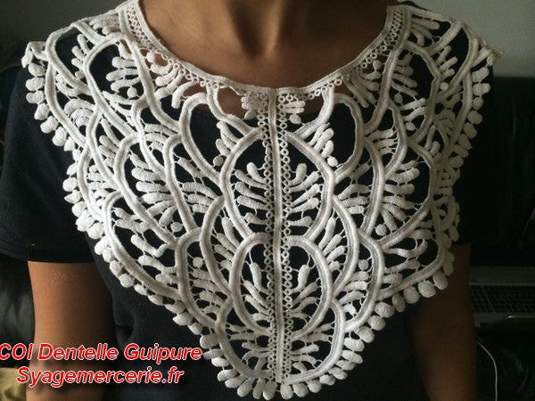 White Guipure Lace Collar