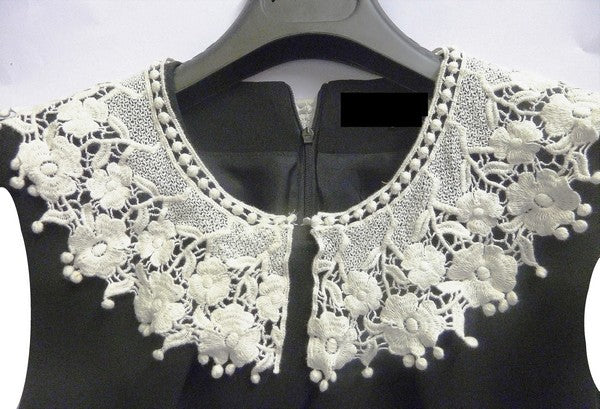 Sew-on Neckline Collar in ecru Guipure lace with Lace.