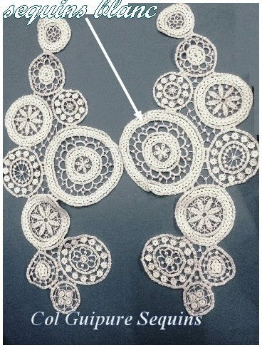 Guipure and sequin neckline collar to sew on