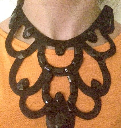 Black iron-on collar, black stone certificate