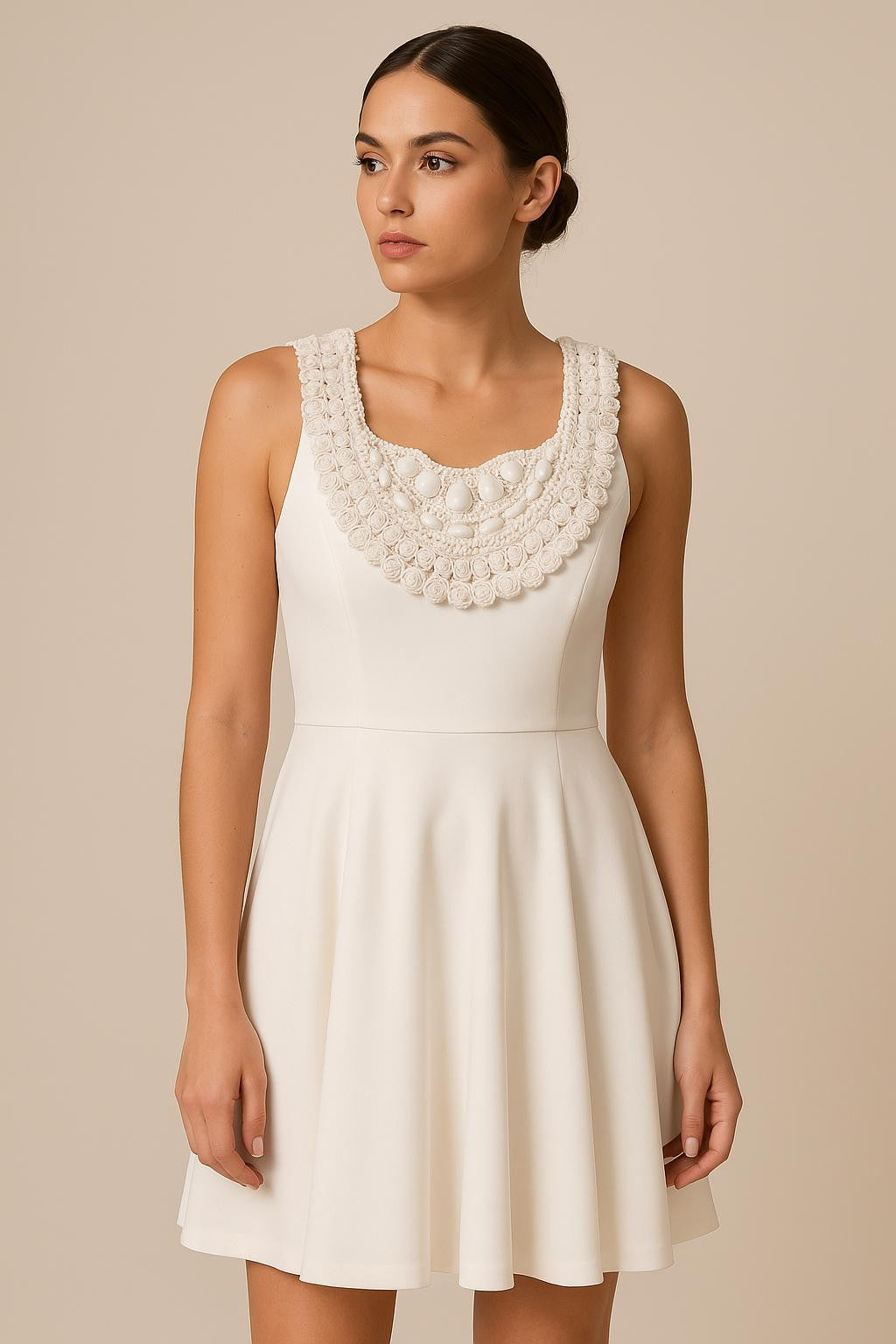 White Crochet & Pearl Bib Collar – Bridal or Chic Elegance Style