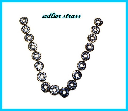 Blue rhinestone half-turn sew-on necklace