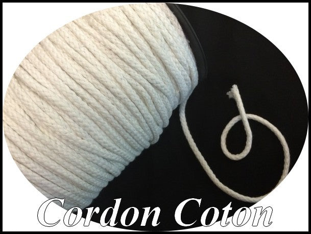 Cordon Cordelette Fil Lacet au Mètre Coton en 3 mm en Couleurs