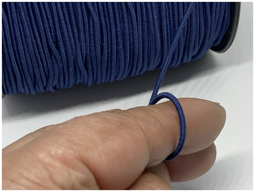Cordon Elastique Bleu Navy Rond En 2 mm A Coudre Pour Loisirs Créatifs.